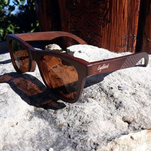 Load image into Gallery viewer, Crimson Wooden Sunglasses, Tea Colored Polarized Lenses
