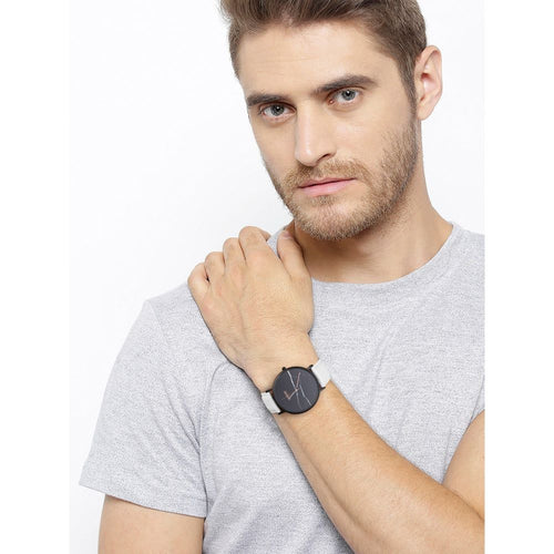 Load image into Gallery viewer, Black Marble Watch With White Pineapple Leather Strap I 40 MM
