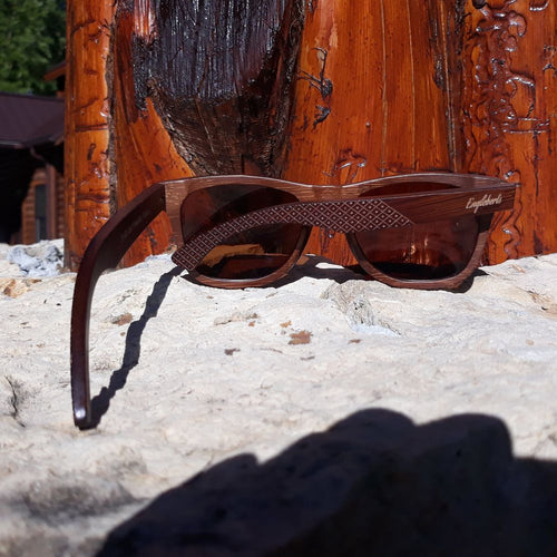 Load image into Gallery viewer, Crimson Wooden Sunglasses, Tea Colored Polarized Lenses
