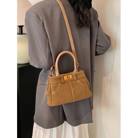 Luxe Suede Adjustable Strap Double-Use Handbag