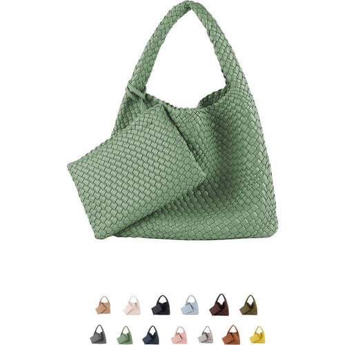 Load image into Gallery viewer, Commuter Hobo Bag Large Woven Purse 2 in 1
