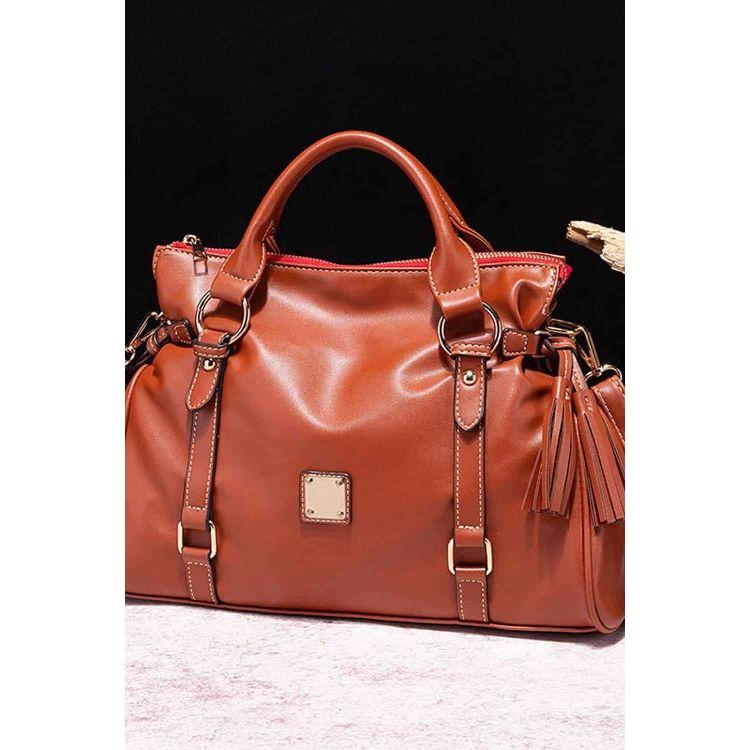 Luxurious PU Leather Handbag with Tassels