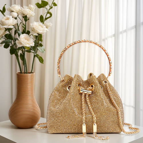 Load image into Gallery viewer, Chic Design Mini Bucket Bag Diamond Sling Purse
