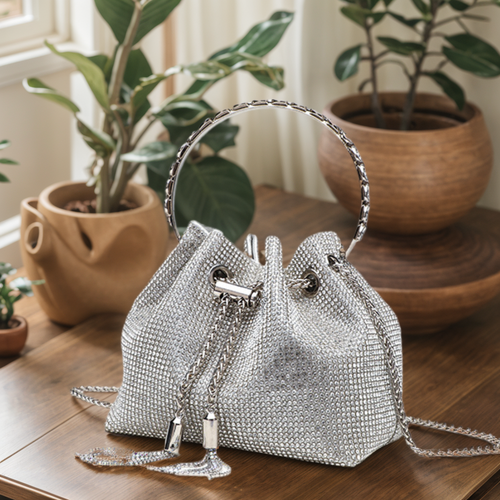 Chic Design Mini Bucket Bag Diamond Sling Purse