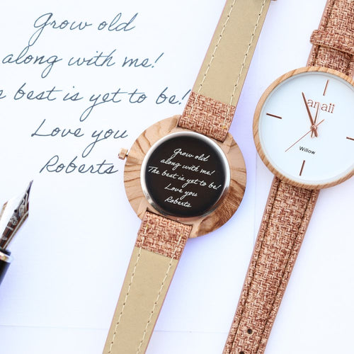 Load image into Gallery viewer, Handwriting Engraving Anaii Watch - Hazel Wood
