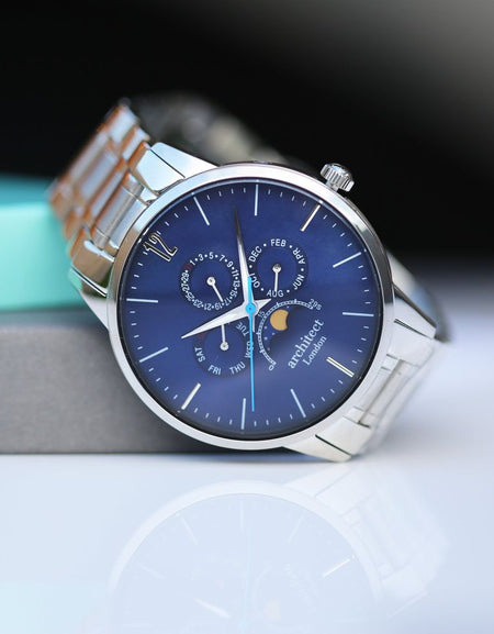 Men's Architect Apollo Blue - Modern Font Engraving