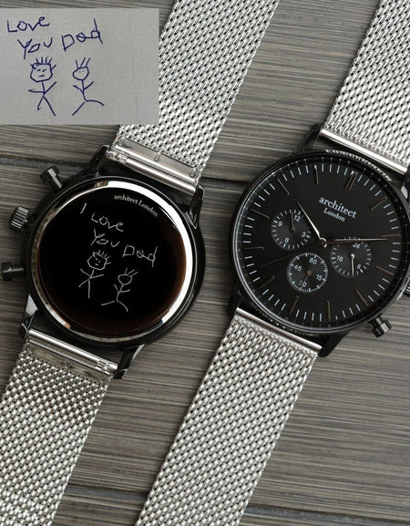 Handwriting Engraving - Men's Architect Motivator Black Face with