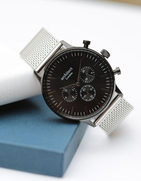 Handwriting Engraving - Men's Architect Motivator Black Face with