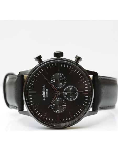 Men's Architect Motivator In Black With Black Strap - Modern Font