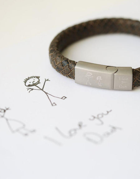 Handwriting Engraved Antique Style Bracelet - Rustic