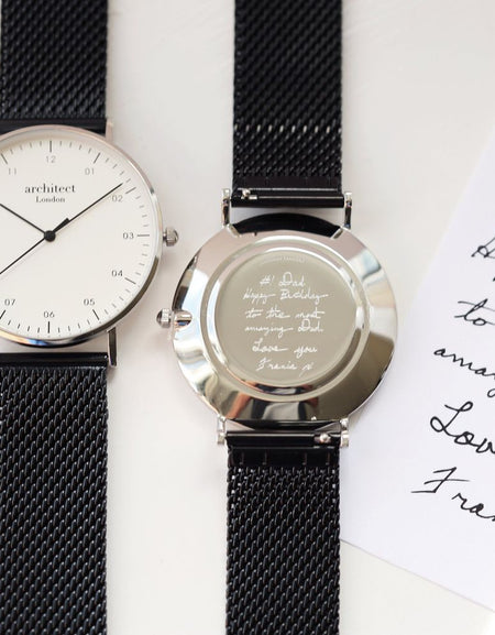 Handwriting Engraving - Men's Architect Zephyr + Pitch Black Mesh