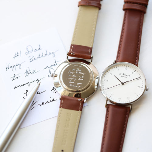 Load image into Gallery viewer, Handwriting Engraving - Men&#39;s Architect Zephyr + Walnut Strap
