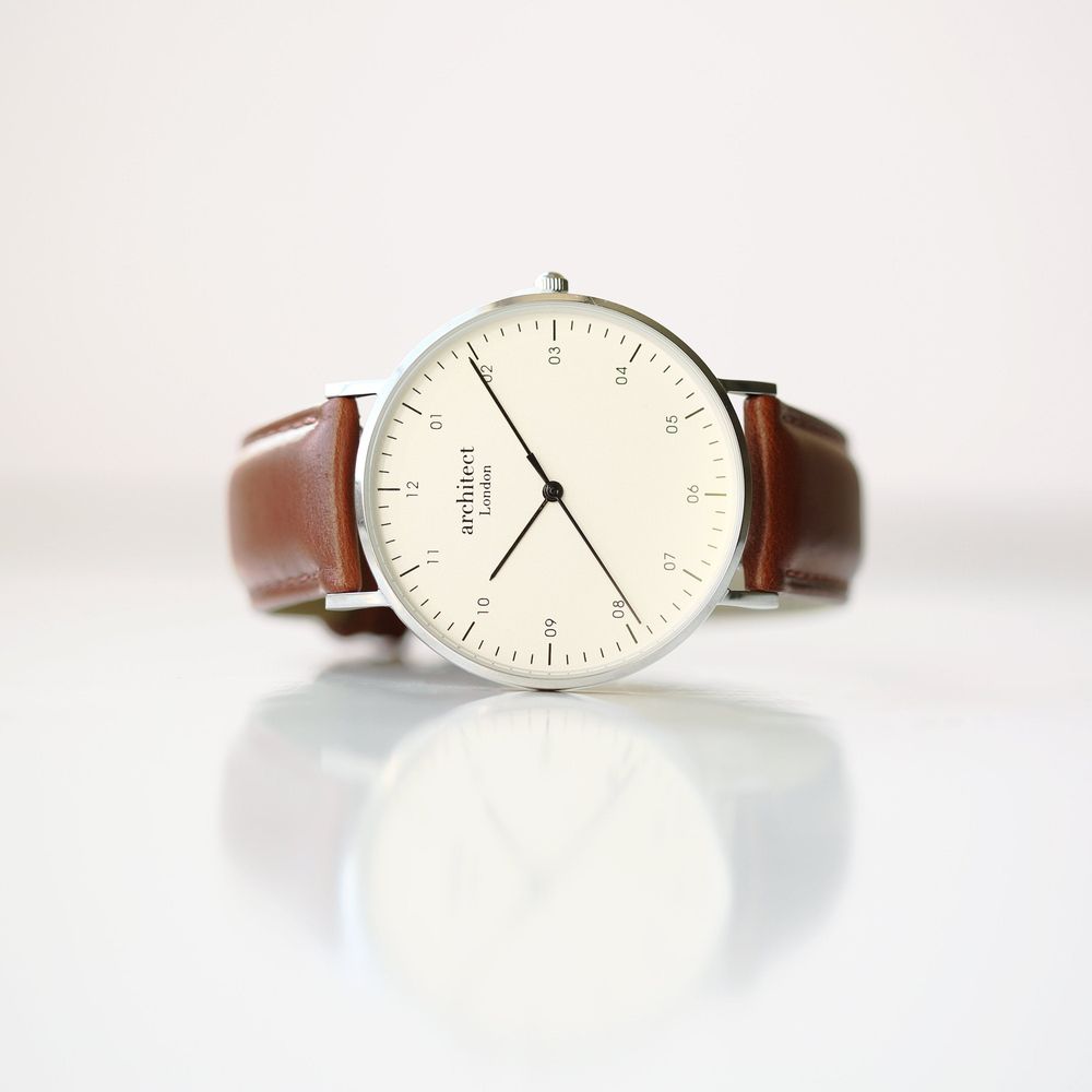 Handwriting Engraving - Men's Architect Zephyr + Walnut Strap