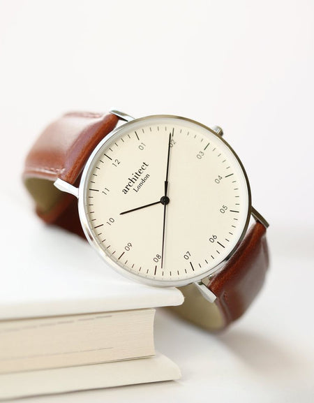 Handwriting Engraving - Men's Architect Zephyr + Walnut Strap