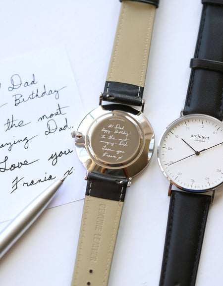Handwriting Engraving - Men's Architect Zephyr + Jet Black Strap