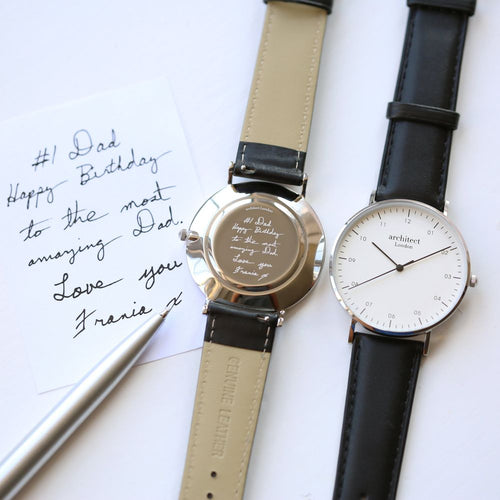 Load image into Gallery viewer, Handwriting Engraving - Men&#39;s Architect Zephyr + Jet Black Strap
