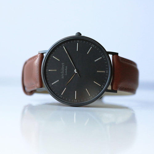 Load image into Gallery viewer, Handwriting Engraving - Men&#39;s Minimalist Watch + Walnut Strap
