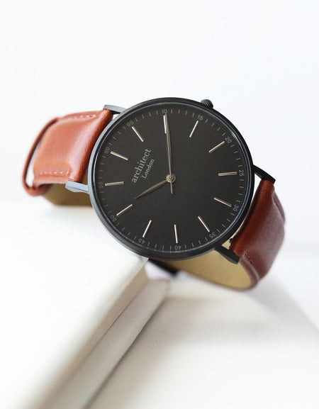 Handwriting Engraving - Men's Minimalist Watch + Walnut Strap