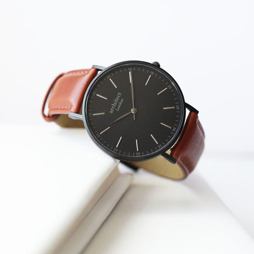 Load image into Gallery viewer, Handwriting Engraving - Men&#39;s Minimalist Watch + Walnut Strap
