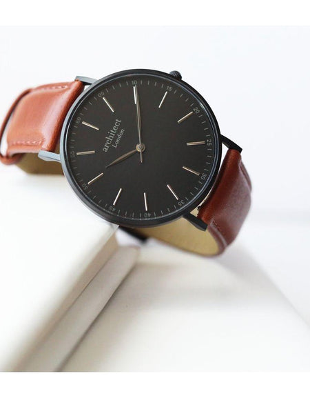 Handwriting Engraving - Men's Minimalist Watch + Walnut Strap