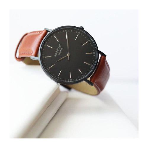 Load image into Gallery viewer, Handwriting Engraving - Men&#39;s Minimalist Watch + Walnut Strap
