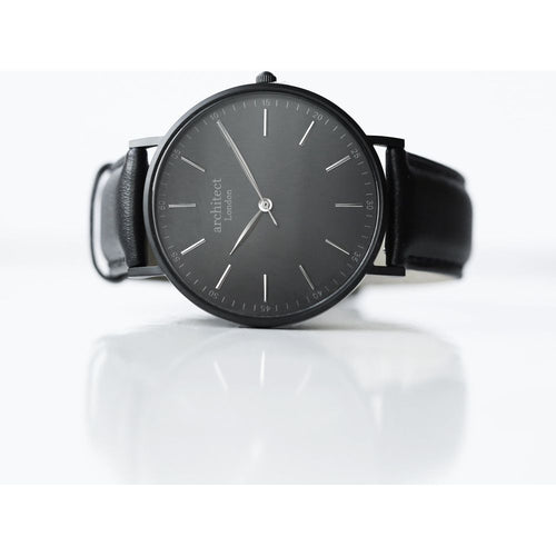 Load image into Gallery viewer, Modern Font Engraving - Men's Minimalist Watch + Jet Black Strap
