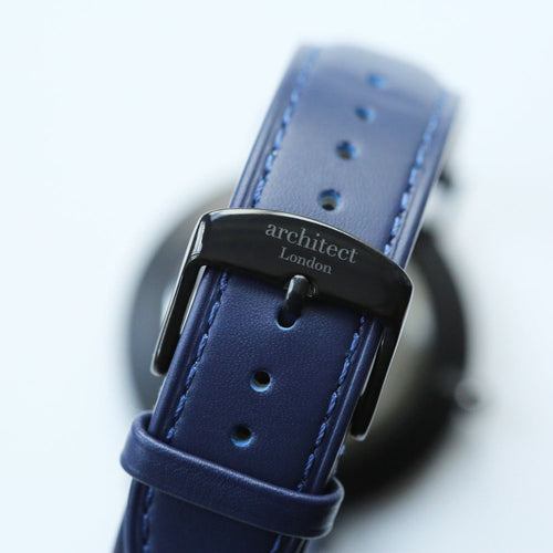 Load image into Gallery viewer, Handwriting Engraving - Men&#39;s Minimalist Watch + Admiral Blue Strap
