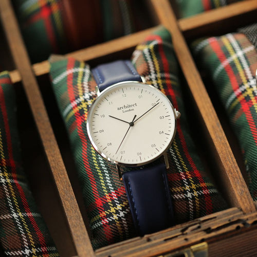 Load image into Gallery viewer, Modern Font Engraving - Men's Architect Zephyr + Admiral Blue Strap
