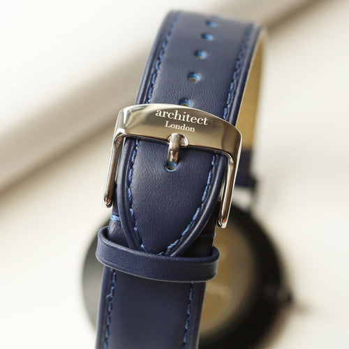 Load image into Gallery viewer, Modern Font Engraving - Men&#39;s Architect Zephyr + Admiral Blue Strap
