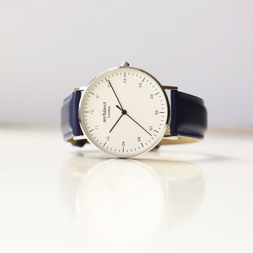 Load image into Gallery viewer, Modern Font Engraving - Men&#39;s Architect Zephyr + Admiral Blue Strap
