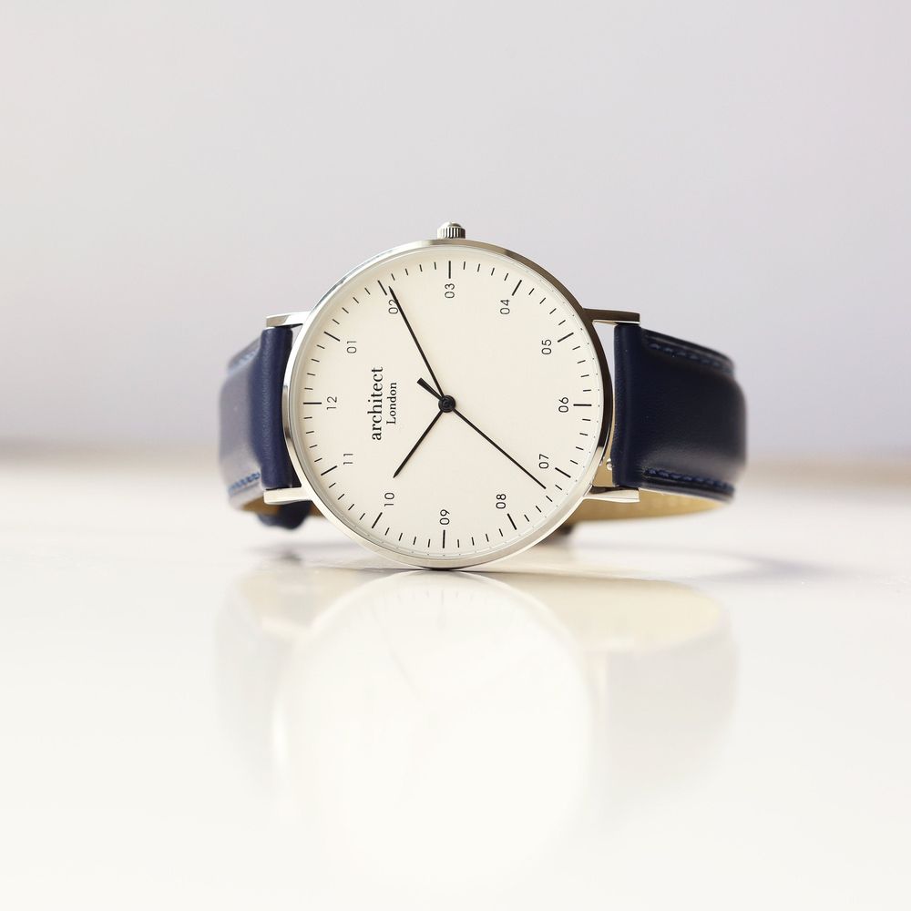 Modern Font Engraving - Men's Architect Zephyr + Admiral Blue Strap