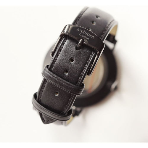 Load image into Gallery viewer, Modern Font Engraving - Men's Minimalist Watch + Jet Black Strap
