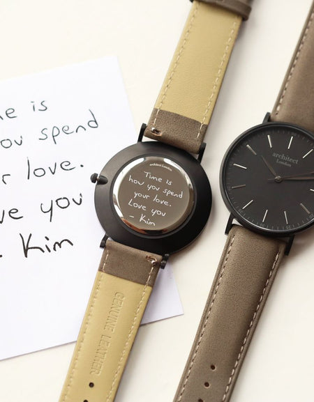 Handwriting Engraving - Men's Minimalist Watch + Urban Grey Strap