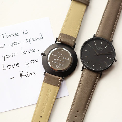 Load image into Gallery viewer, Handwriting Engraving - Men's Minimalist Watch + Urban Grey Strap
