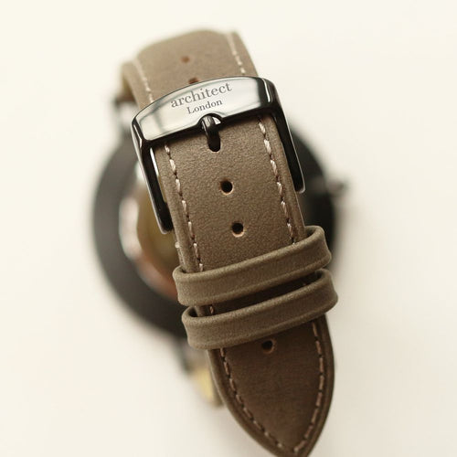 Load image into Gallery viewer, Modern Font Engraving - Men&#39;s Minimalist Watch + Urban Grey Strap
