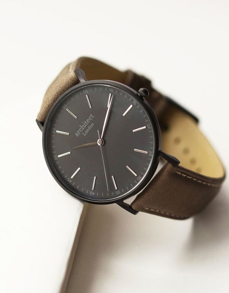Modern Font Engraving - Men's Minimalist Watch + Urban Grey Strap