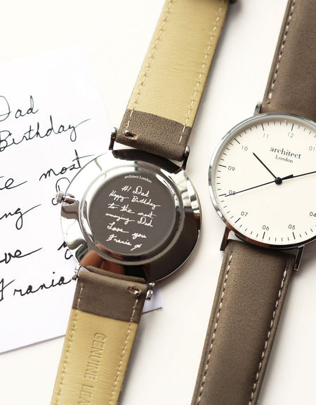 Handwriting Engraving - Men's Architect Zephyr + Urban Grey Strap