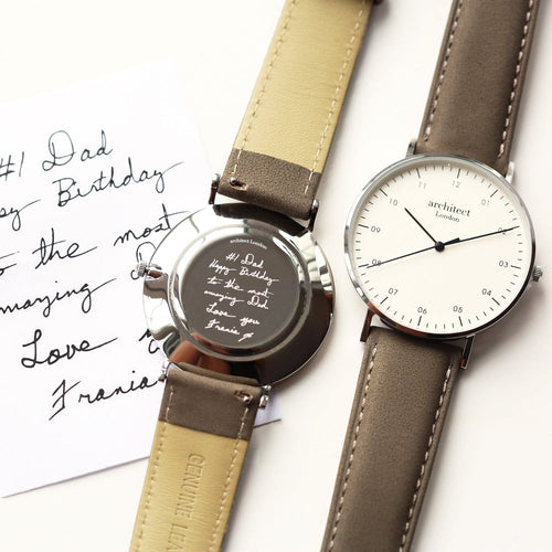 Load image into Gallery viewer, Handwriting Engraving - Men&#39;s Architect Zephyr + Urban Grey Strap
