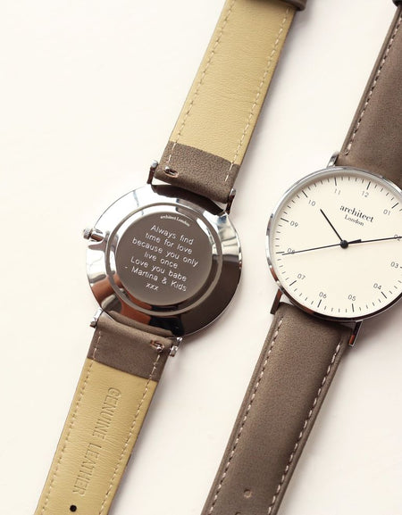 Modern Font Engraving - Men's Architect Zephyr + Urban Grey Strap