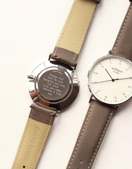 Modern Font Engraving - Men's Architect Zephyr + Urban Grey Strap