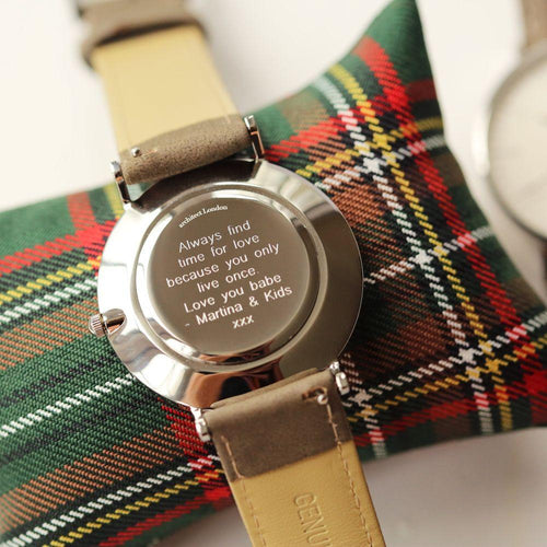 Load image into Gallery viewer, Modern Font Engraving - Men&#39;s Architect Zephyr + Urban Grey Strap
