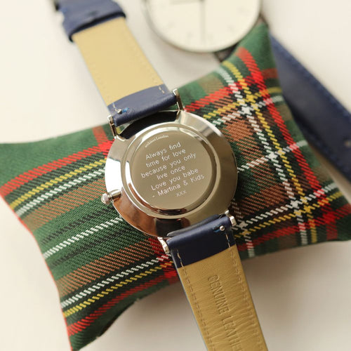 Load image into Gallery viewer, Modern Font Engraving - Men's Architect Zephyr + Admiral Blue Strap
