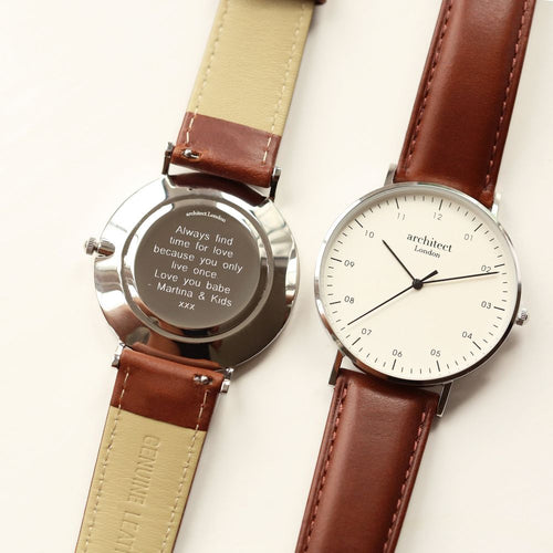 Load image into Gallery viewer, Modern Font Engraving - Men&#39;s Architect Zephyr + Walnut Strap
