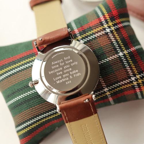 Load image into Gallery viewer, Modern Font Engraving - Men&#39;s Architect Zephyr + Walnut Strap
