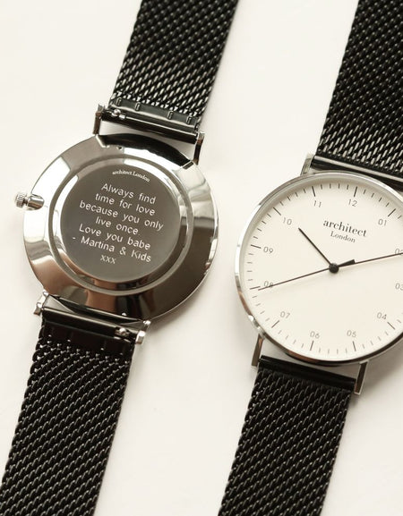 Modern Font Engraving - Men's Architect Zephyr + Pitch Black Mesh