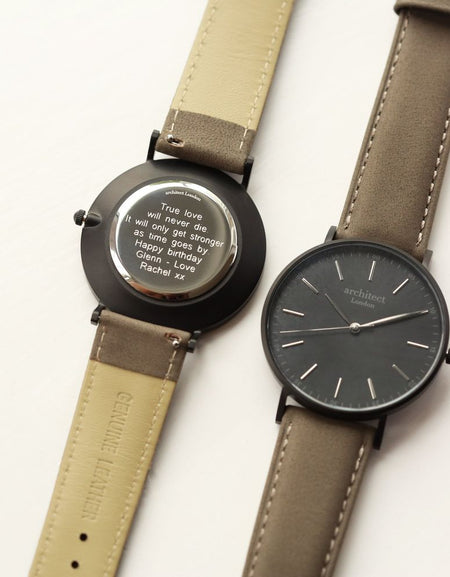 Modern Font Engraving - Men's Minimalist Watch + Urban Grey Strap