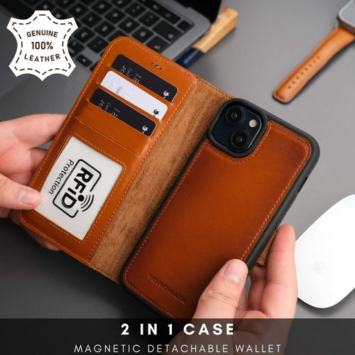 Load image into Gallery viewer, Casper Leather iPhone 15 Wallet Case | MagSafe-19
