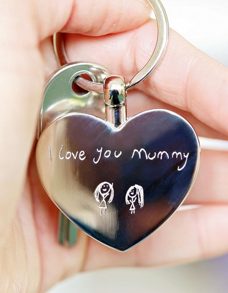 Hearts Forever Keychain With Handwriting Engraving