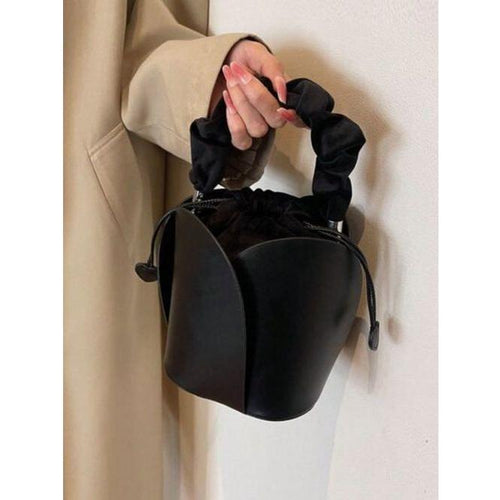 Load image into Gallery viewer, Designer Handbag: PU Leather Drawstring Bucket Bag
