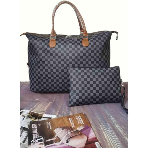 Load image into Gallery viewer, Designer Checkered Two-Piece Bag Set: Elegance Redefined
